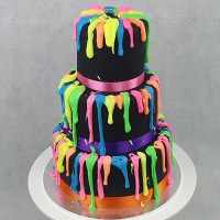 Anniversary Cake - Neon Drip 3 Tier cake